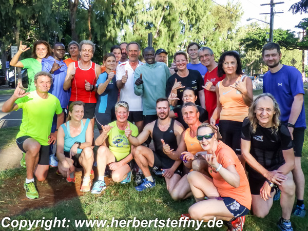 Laufgruppe InterAir mit Herbert Steffny, Lawrence Cherono  und Dennis Kimetto